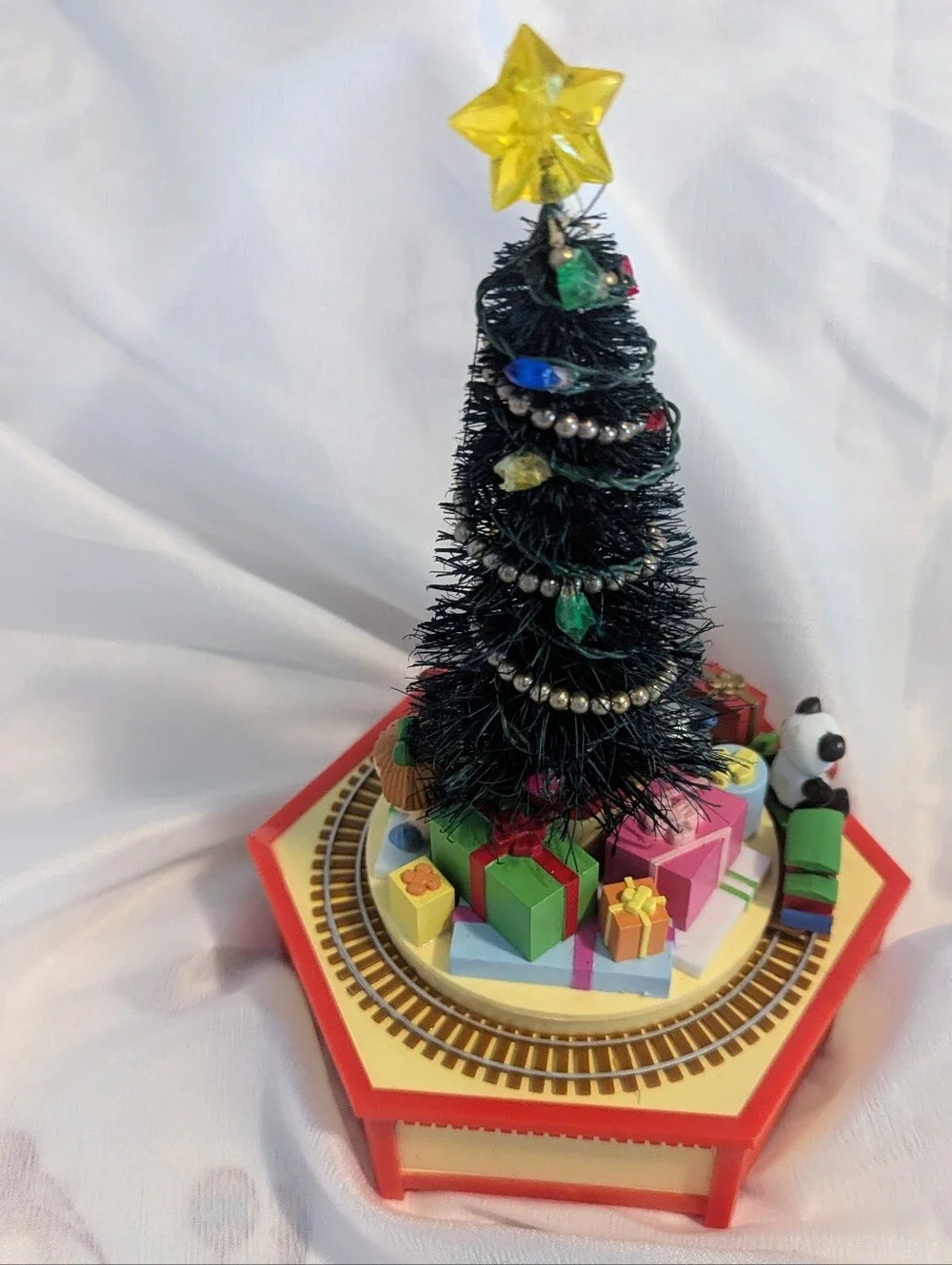 Vintage Enesco Miniature Christmas Tree Music Box with Gifts